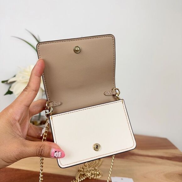 NWT Coach‎ Mini Wallet On A Chain In Signature Canvas With Floral Applique - Picture 6 of 8